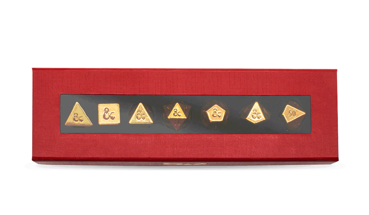 50th Anniversary Heavy Metal 7 RPG Dice Set for Dungeons & Dragons