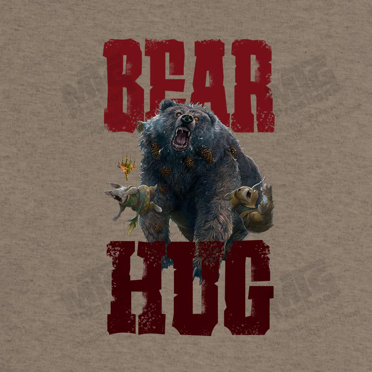 Bloomburrow Bear Hug! Lumra Printed Graphic T-Shirt in Heather Latte for Magic: The Gathering - Image 2