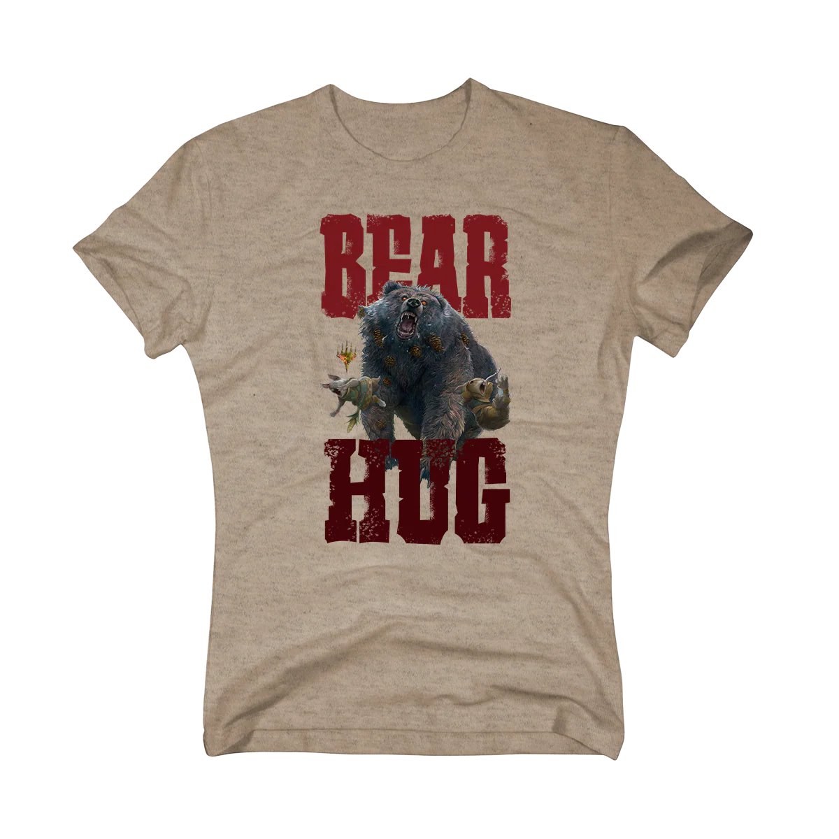 Bloomburrow Bear Hug! Lumra Printed Graphic T-Shirt in Heather Latte for Magic: The Gathering - Image 4
