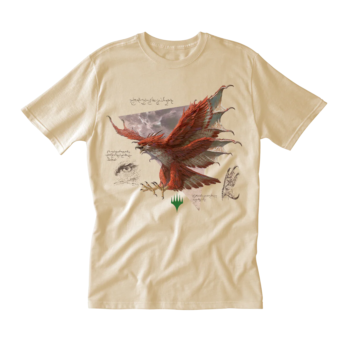 Bloomburrow Elemental Spirit: Dragonhawk Printed Graphic T-Shirt in Cream for Magic: The Gathering
