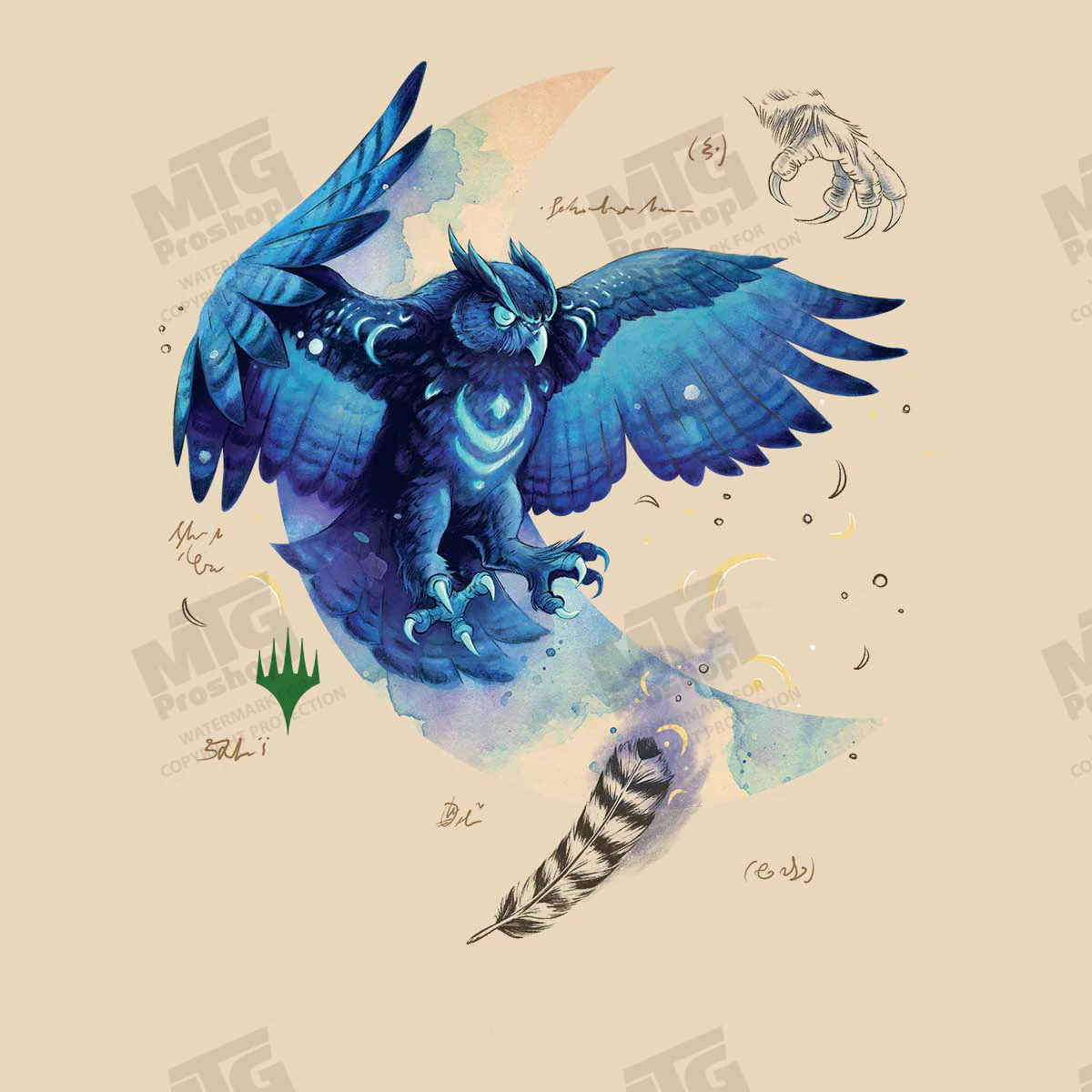 Bloomburrow Elemental Spirit: Maha Printed Graphic T-Shirt in Cream for Magic: The Gathering - Image 2