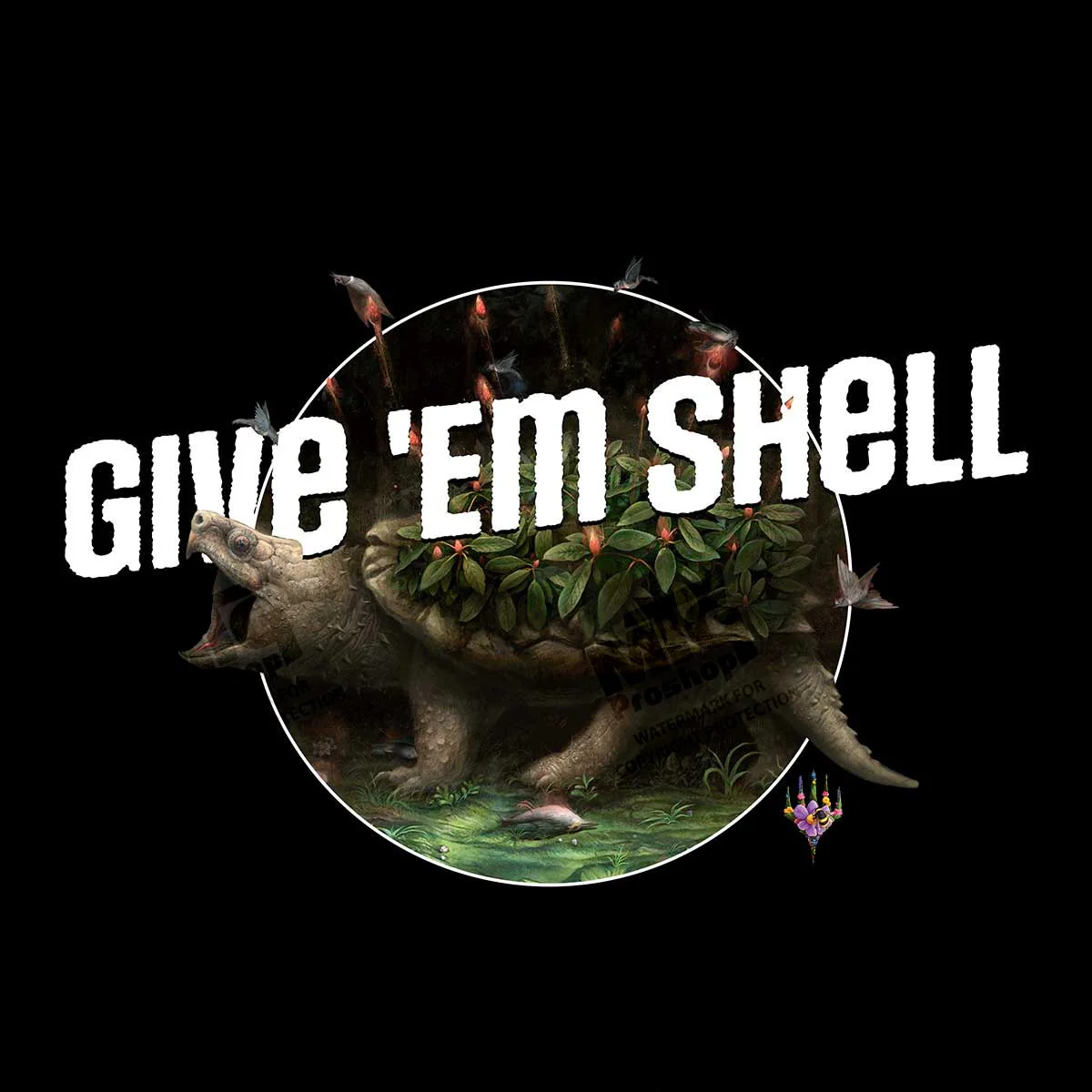 Bloomburrow Give emÍ Shell Printed Graphic Tee in Black for Magic: The Gathering - Image 2