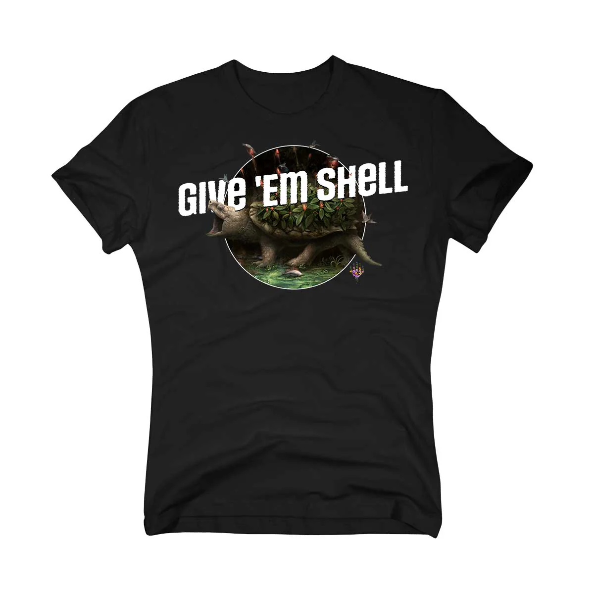 Bloomburrow Give emÍ Shell Printed Graphic Tee in Black for Magic: The Gathering - Image 4