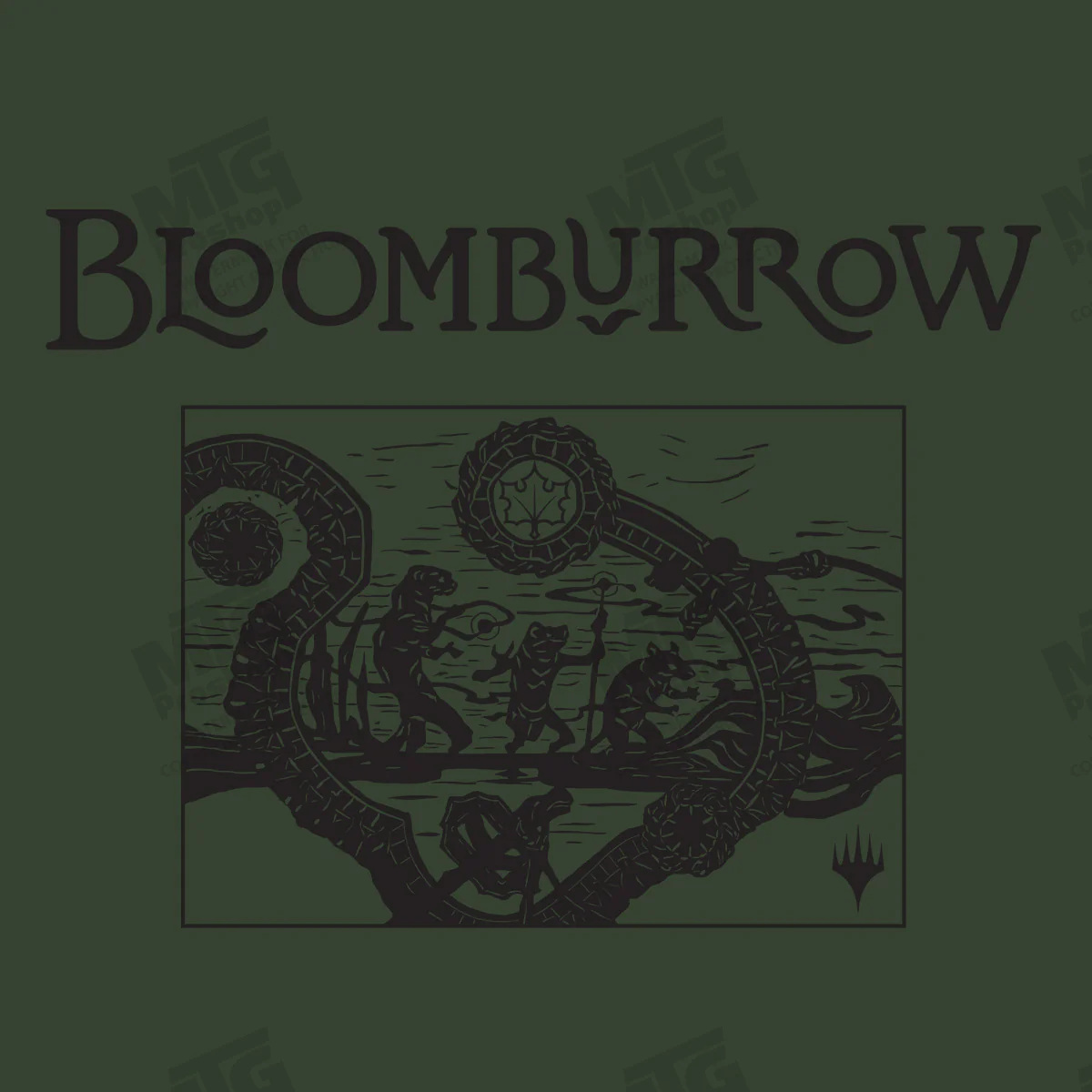 Bloomburrow Set Symbol Printed Graphic T-Shirt in Thyme Green for Magic: The Gathering - Image 2