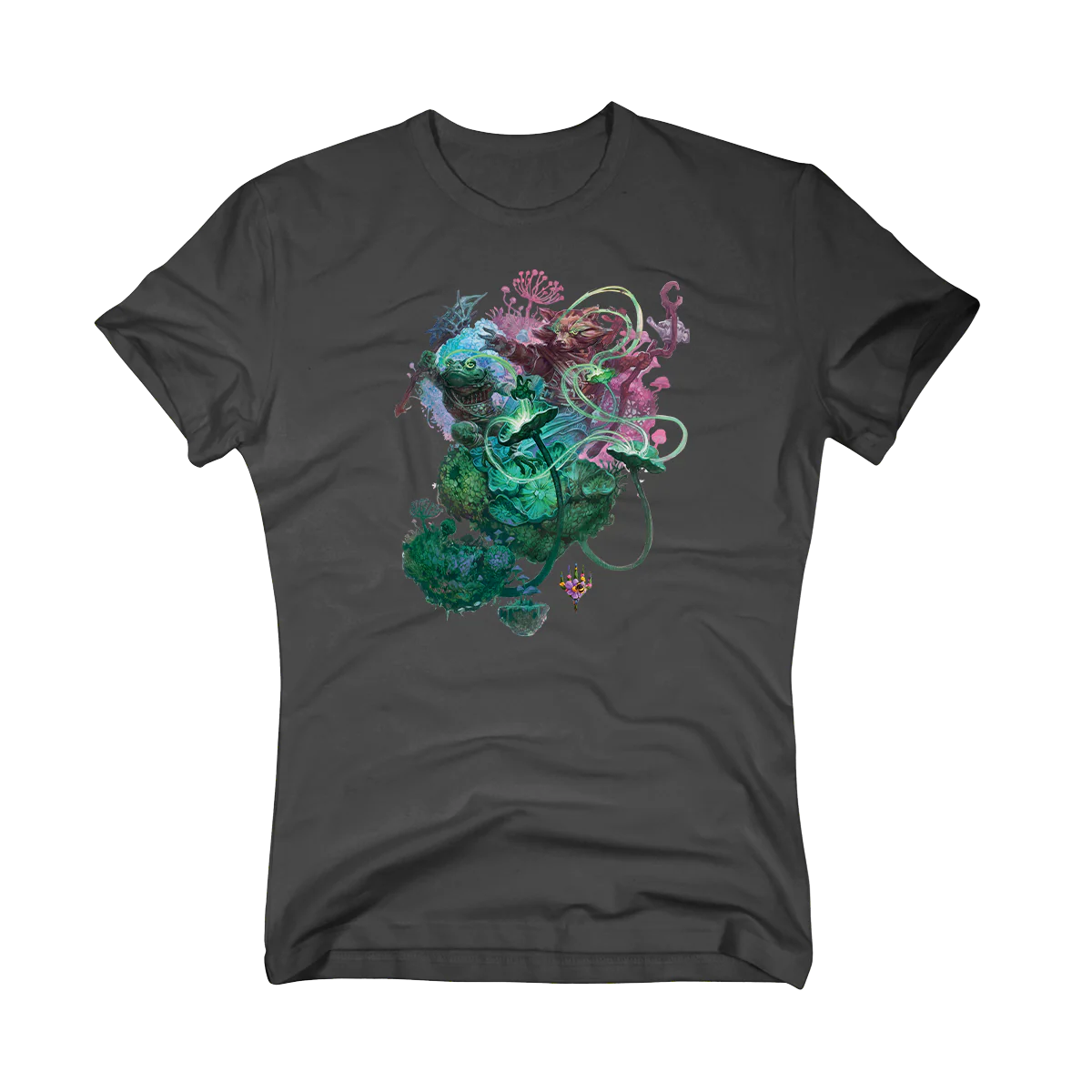 Bloomburrow Sylvan Tutor Printed Graphic T-Shirt in Charcoal Grey for Magic: The Gathering - Image 4