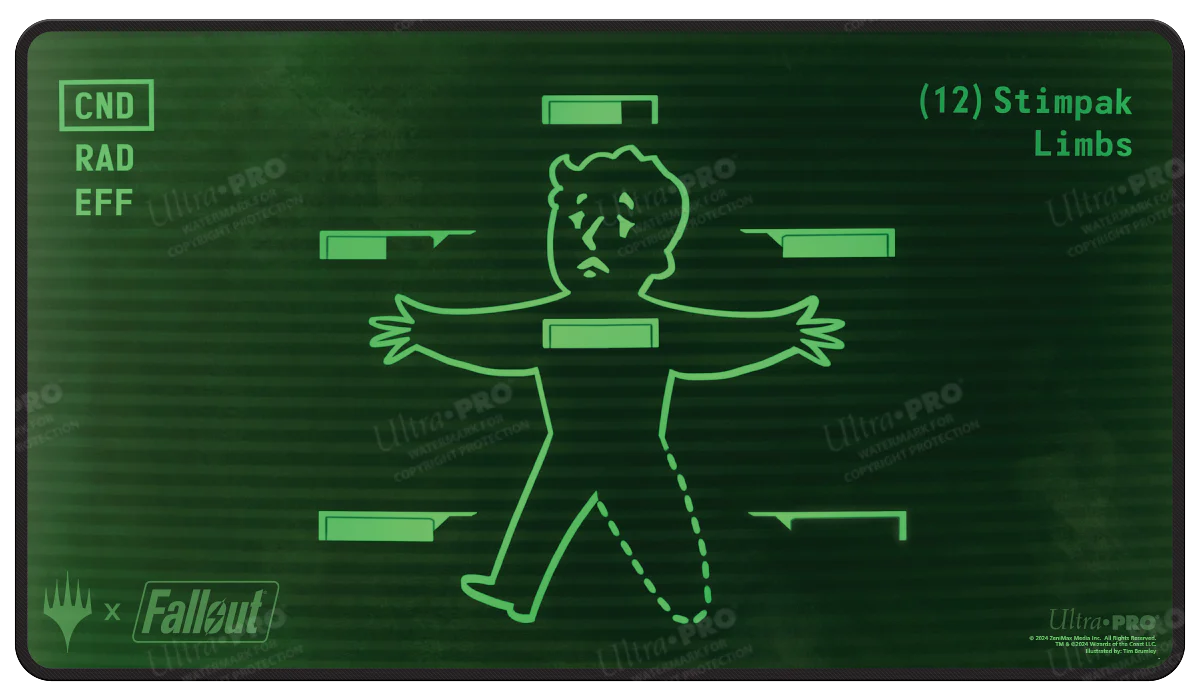 Fallout® Inventory Management Black Stitched Standard Gaming Playmat for Magic: The Gathering