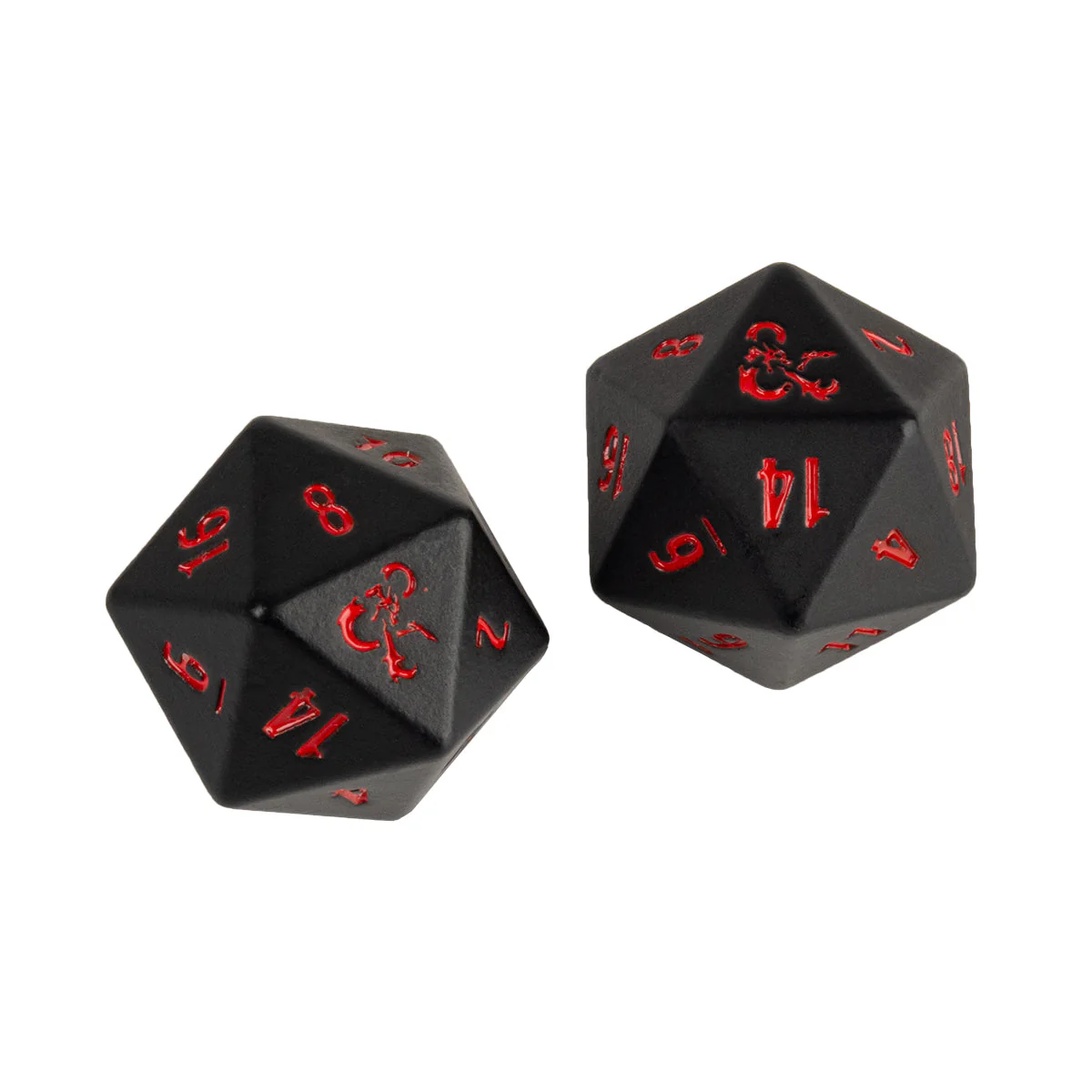 Heavy Metal Black and Red D20 Dice Set (2ct) for Dungeons & Dragons