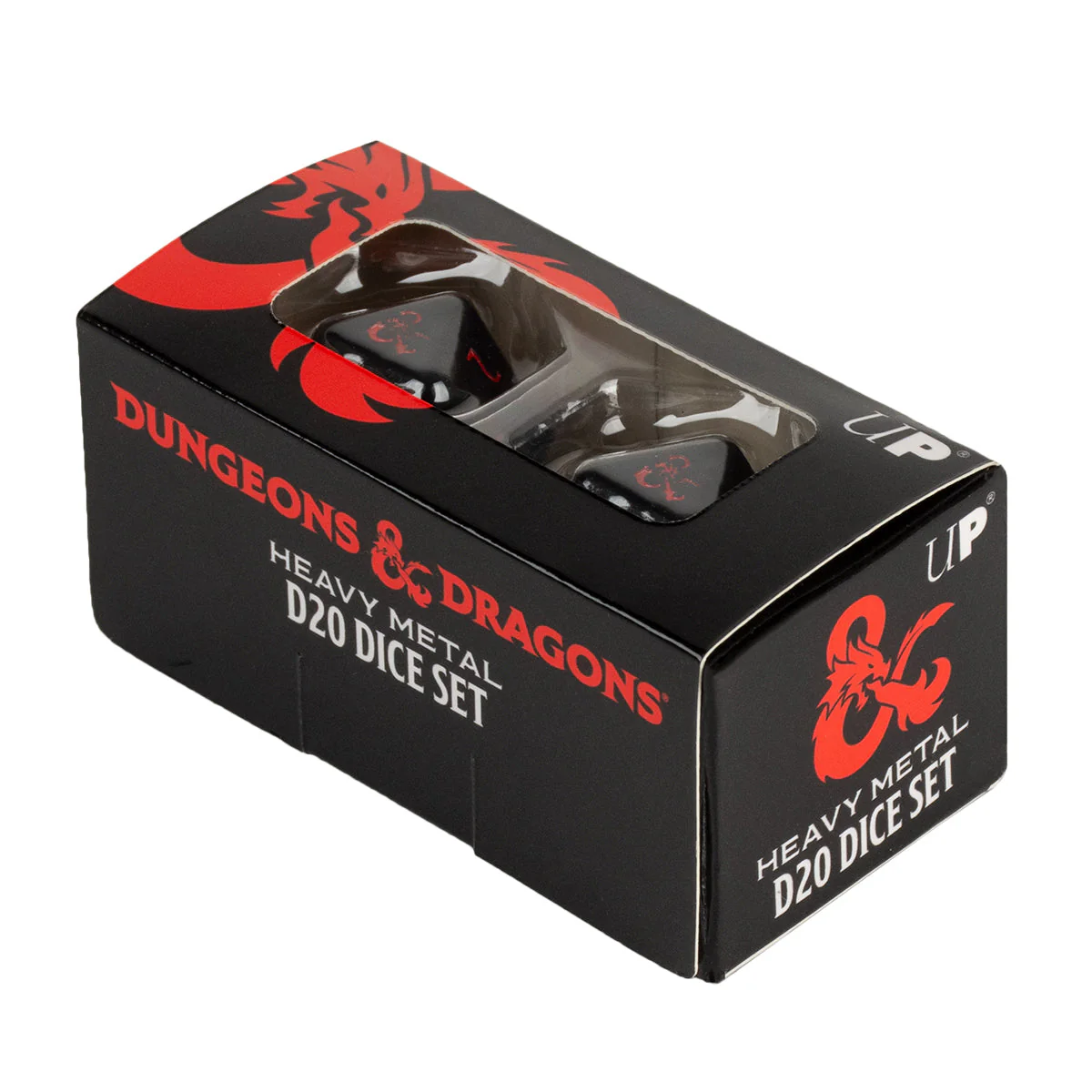 Heavy Metal Black and Red D20 Dice Set (2ct) for Dungeons & Dragons - Image 2