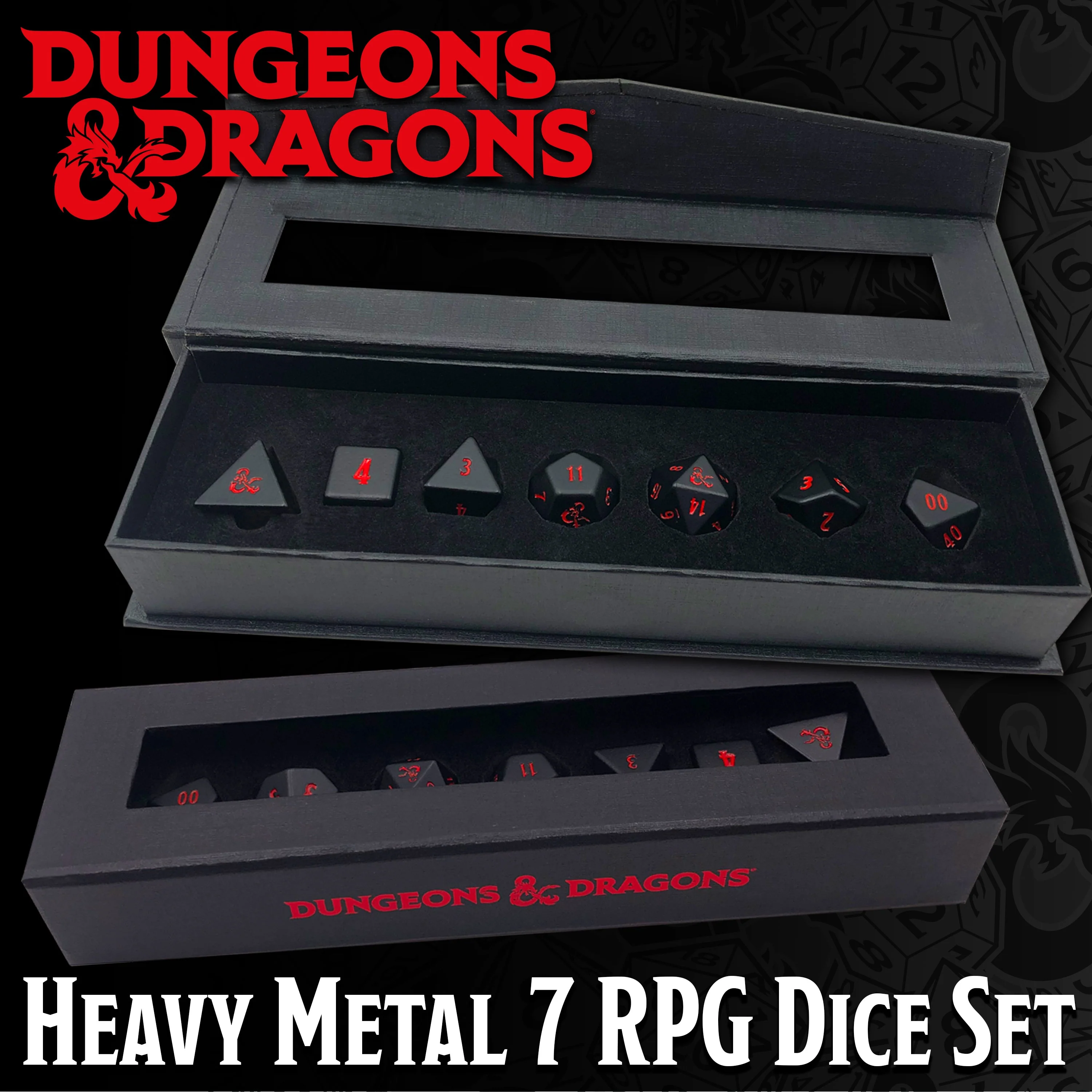Heavy Metal Premium RPG Dice Set (7ct) for Dungeons & Dragons