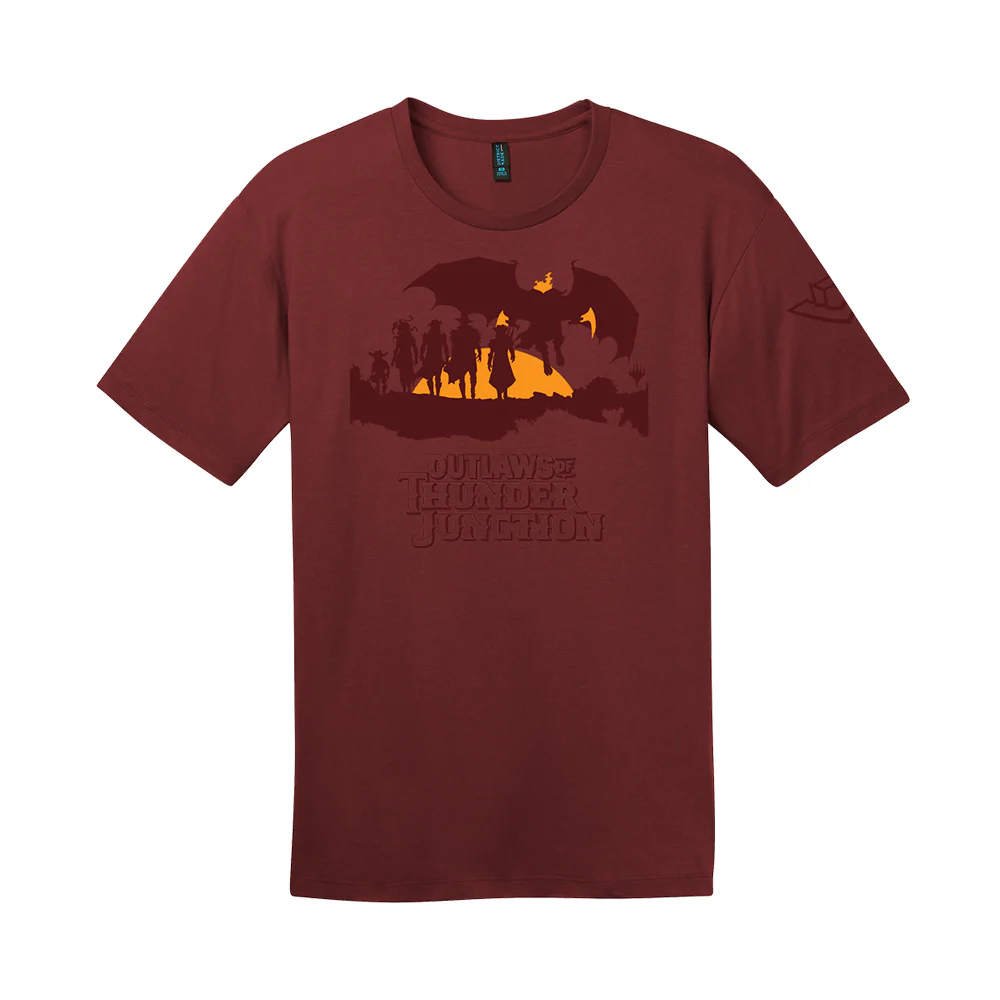 Magic: The Gathering Outlaws of Thunder Junction Printed Graphic T-Shirt - Sunset Silhouette / Set Symbol
