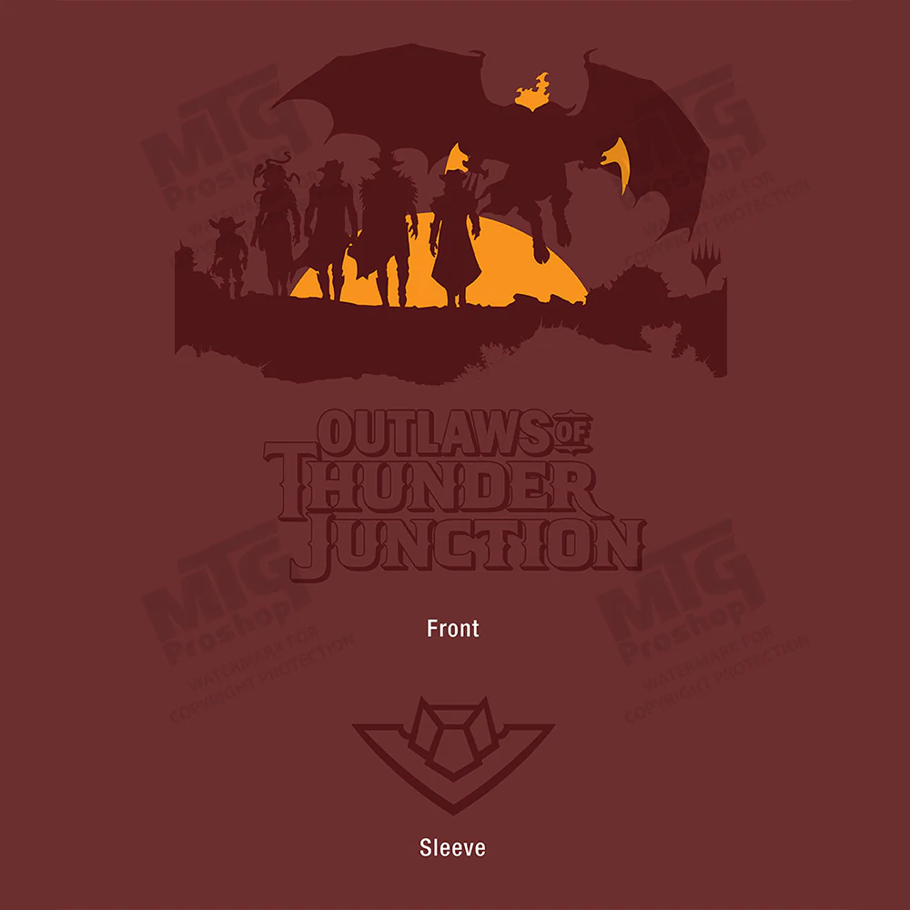 Magic: The Gathering Outlaws of Thunder Junction Printed Graphic T-Shirt - Sunset Silhouette / Set Symbol - Image 2