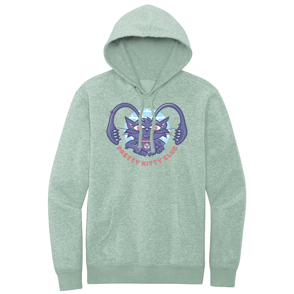 ñPretty Kitty Clubî Displacer Beast Printed Pullover Hoodie in Heathered Dusty Sage for Dungeons & Dragons 2024