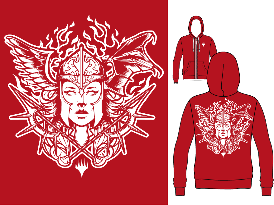 Two-Tone Red/White Custom Magic: The Gathering Hoodie